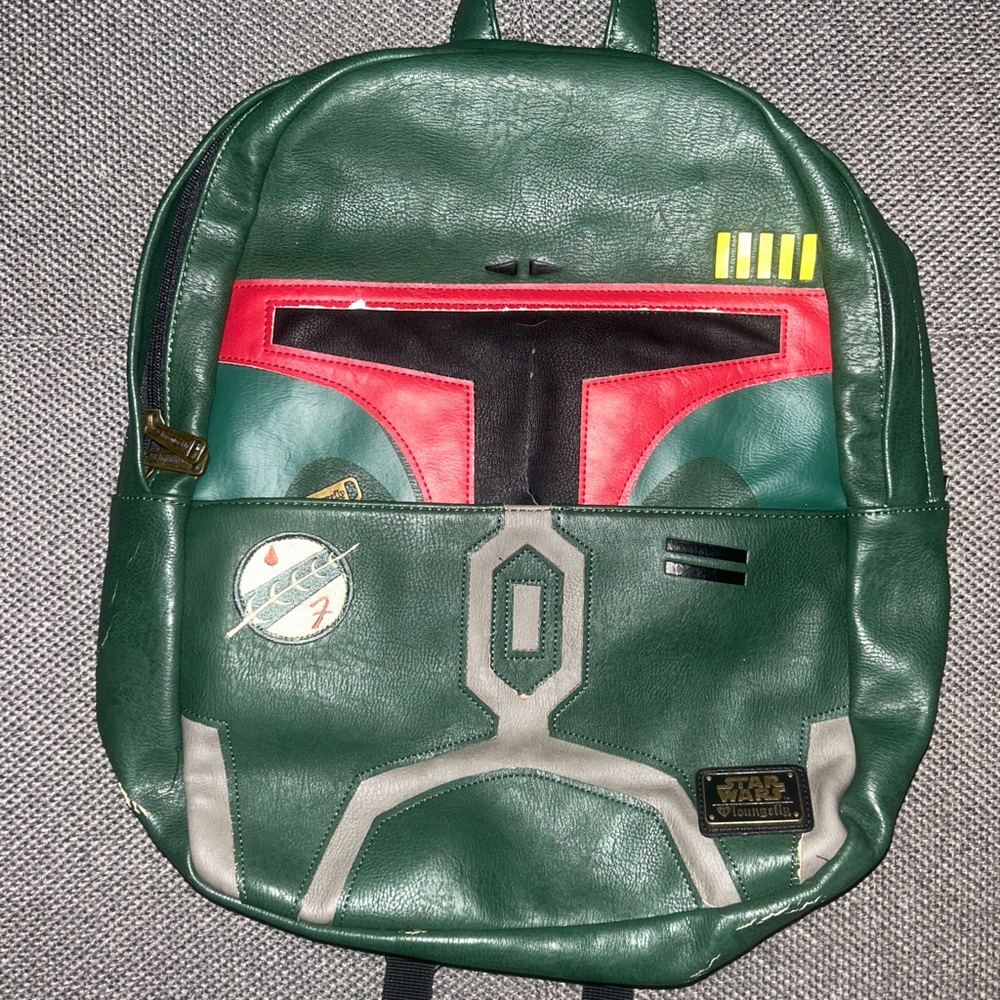 Loungefly Star Wars Boba Fett Green Leather Backpack - Picture 2 of 8